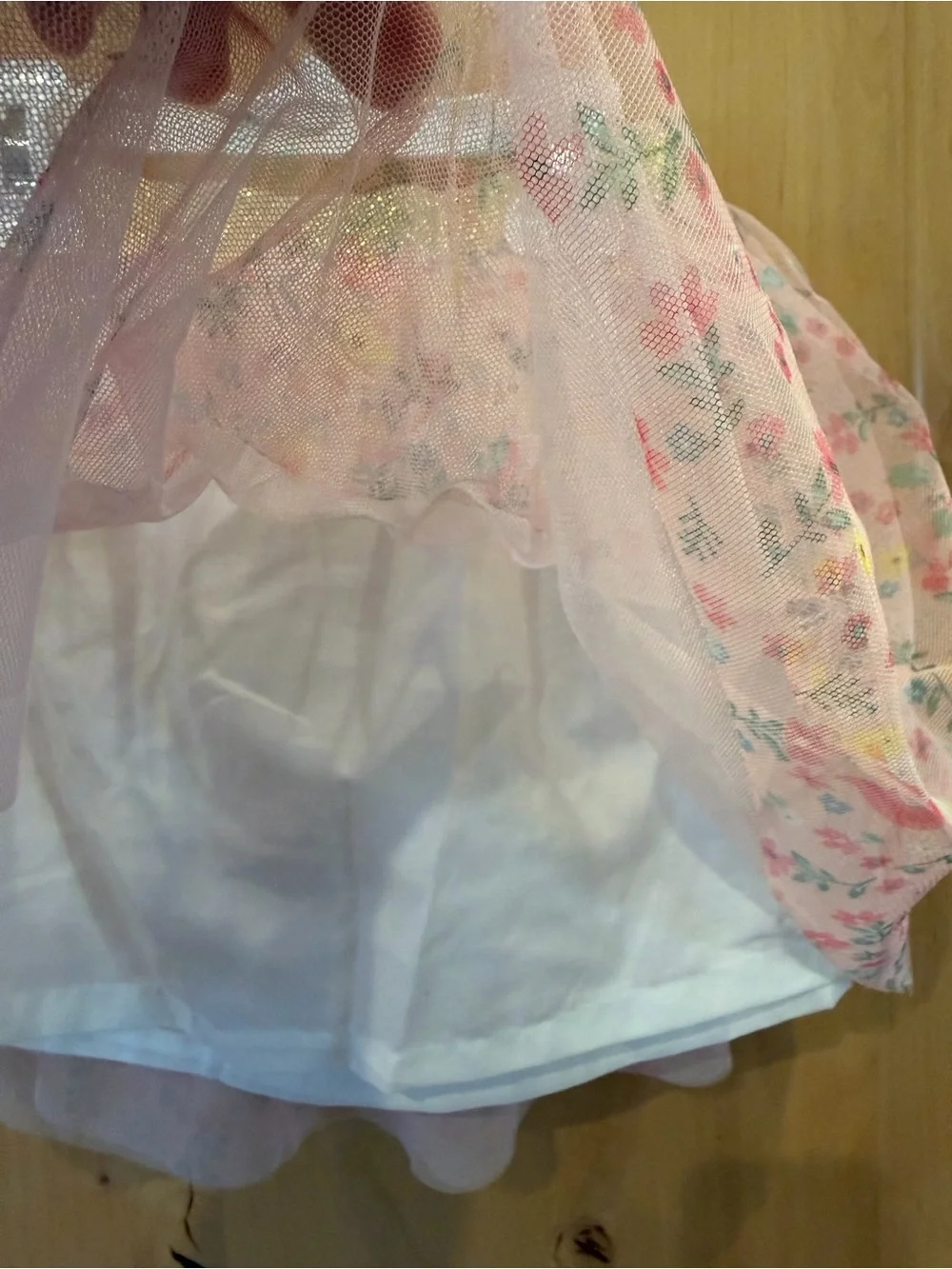 Carter’s Girls Pink Floral Tulle Skirt with Gold Waistband